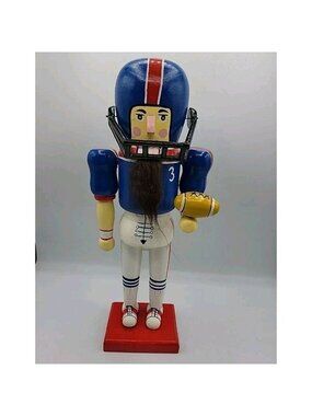 Old World 15" Red Blue Wooden Christmas Nutcracker Football Player Holiday Decor